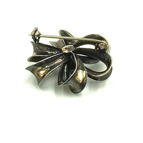 Danish Sterling Silver Opal Bow Brooch - Picture 2 of 12